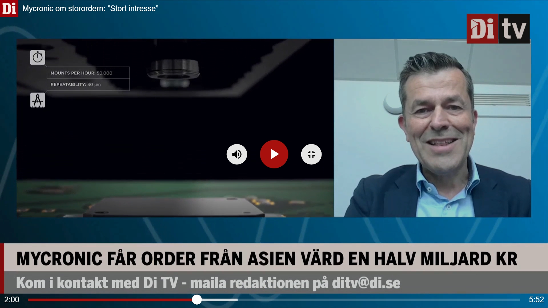 Mycronic Director Investor Relations interview in DiTV from Dagens Industri