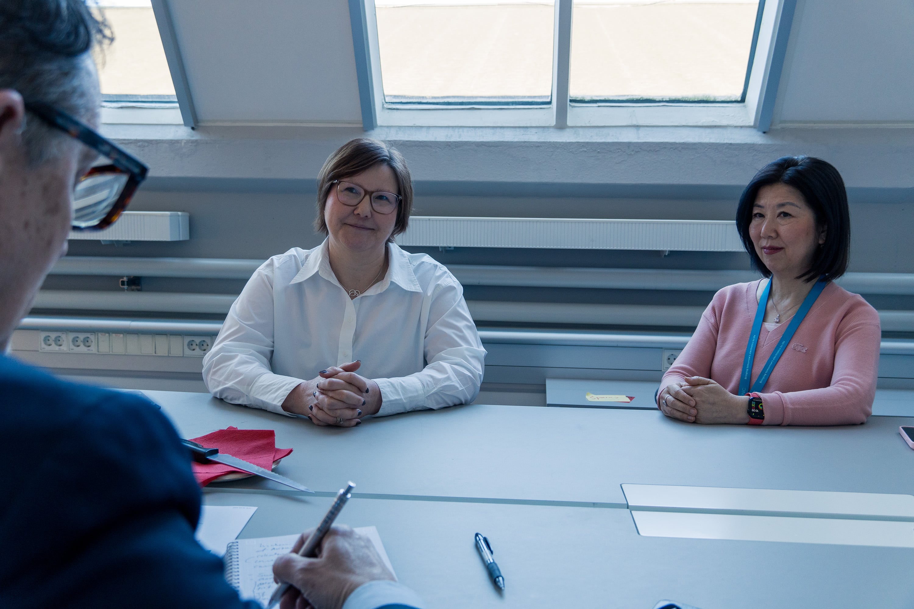 Jenny Svahn and Hongyan Tu being interviewed at Mycronic