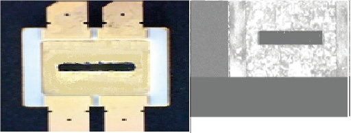 Eutectic package (left) with Sonoscan inspection results (right)